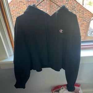 Black champion cropped hoodie size large